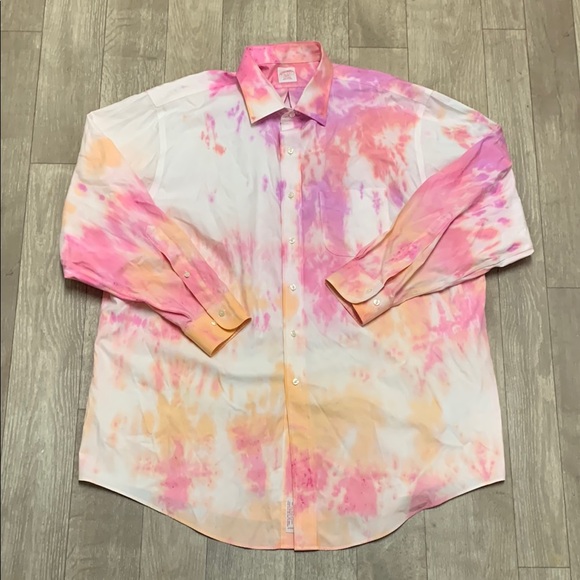 Mens Brooks Brothers 346 Tie Dye Regular Fit Button Up Casual‎ Dress Shirt - Picture 1 of 8